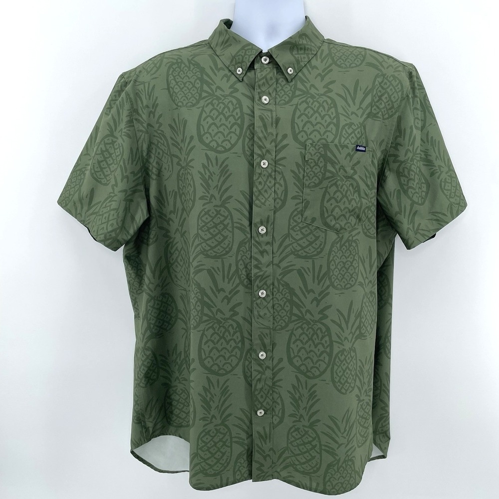 Chubbies Shirt Mens XL Green Pineapple AOP Stretch Friday Button Down‎ SS